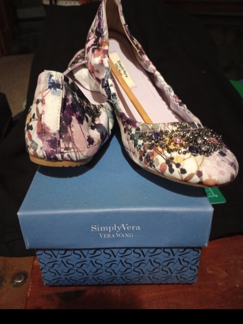Simply Vera Vera Wang Floral Beaded Ballet Flats in Purple, Pink, Blue